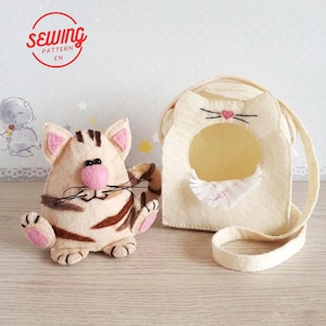 Felt Toy Pet Carrier & Mini Cat Sewing Pattern | Dollhouse Travel Bag (PDF Pattern)