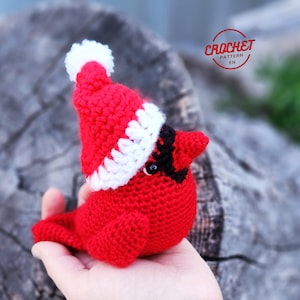 Christmas Crochet Red Cardinal Pattern with Funny Hat | Festive Bird Ornament Amigurumi PDF | Good Luck Holiday Decor DIY