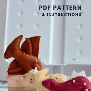 Set of 5 Dinosaur Sewing Patterns: T. Rex, Stegosaurus, Triceratops ...
