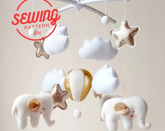 Elefant Heißluftballon Baby Mobile PDF Schnittmuster