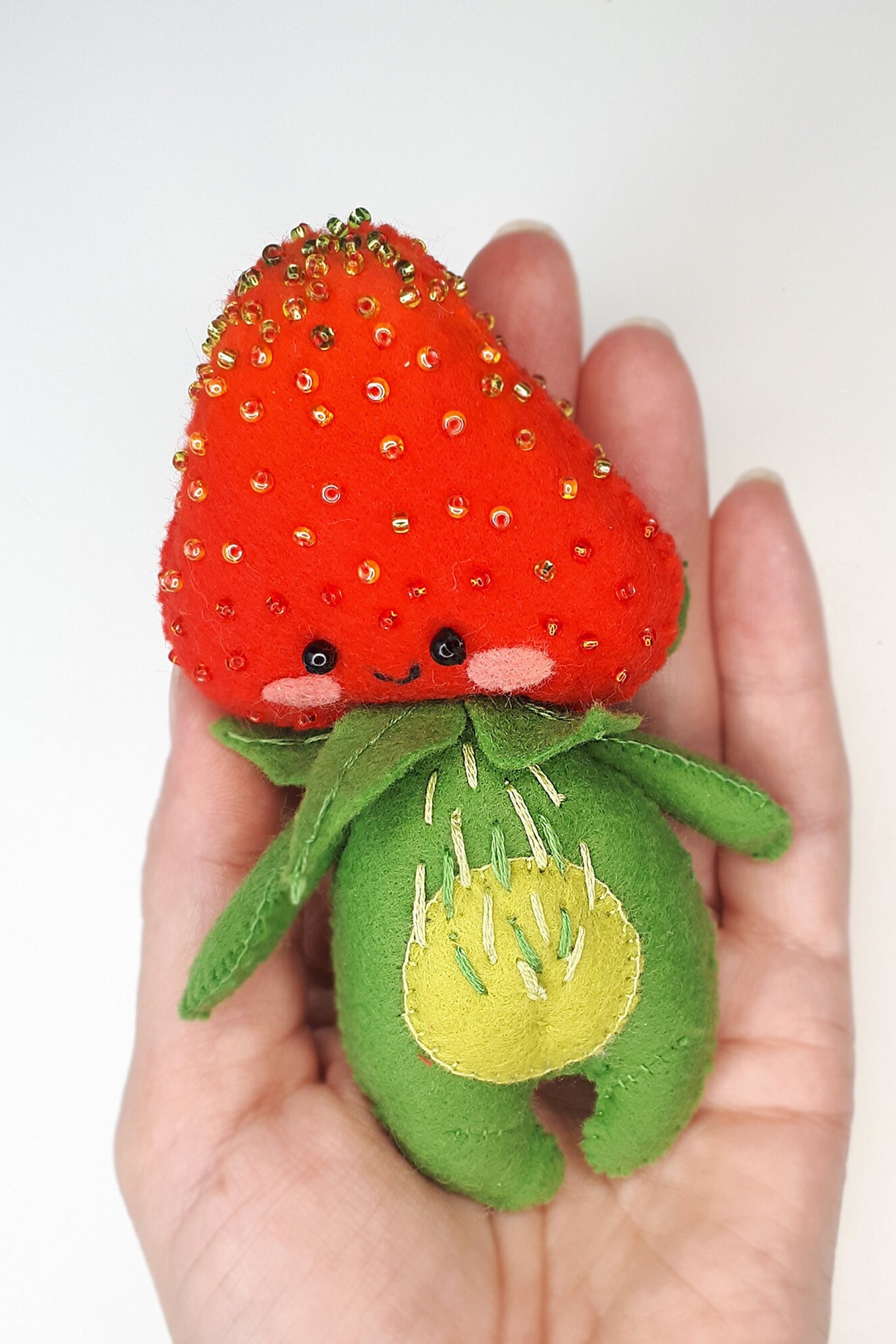 Felt Strawberry Sewing Pattern PDF | Handsewn Plush Toy Tutorial | Easy ...