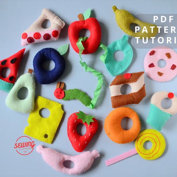 Felt Hungry Caterpillar Pattern Set - Educational Sensory Toy for Toddlers, PDF Sewing Patterns and Tutorials