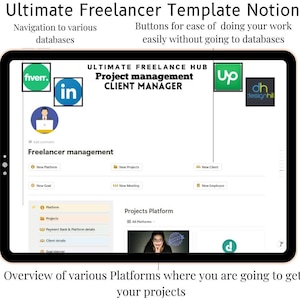 Freelancer Notion Template and Service Based Business Dashboard and Work Planner, Project Management System, Client Tracker, ADHD notion