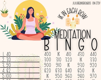 1k In Each Row High Roller Meditation 15 Line Bingo Board