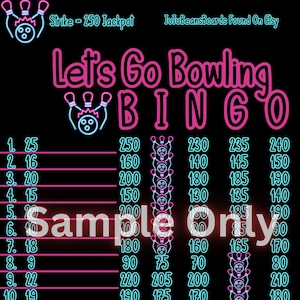 Lets Go Bowling 250 WTA 15 Line Bingo Board, 250 In Each Row