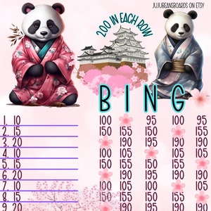 Bingo Panda 15 Line Bingo Board, 200 In Each Row