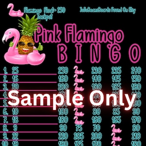 Pink Flamingo 250 WTA 15 Line Bingo Board, 250 In Each Row