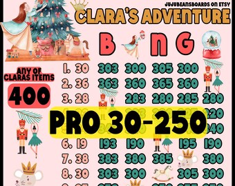 400 In Each Row High Roller Christmas Themed 15 Line Bingo Board, HR Pro Bingo, Nutcracker Ballet bingo
