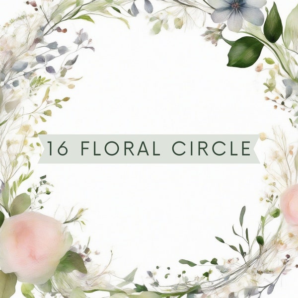 16 Flower foliage floral circle overlays, golden ring, backdrop overlays, maternity rings, art portrait photo, Digital Background, texture