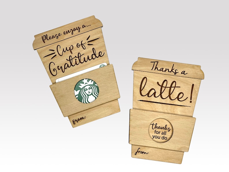 Thanks a Latte and Cup of Gratitude Wooden Gift Card Holders - Etsy