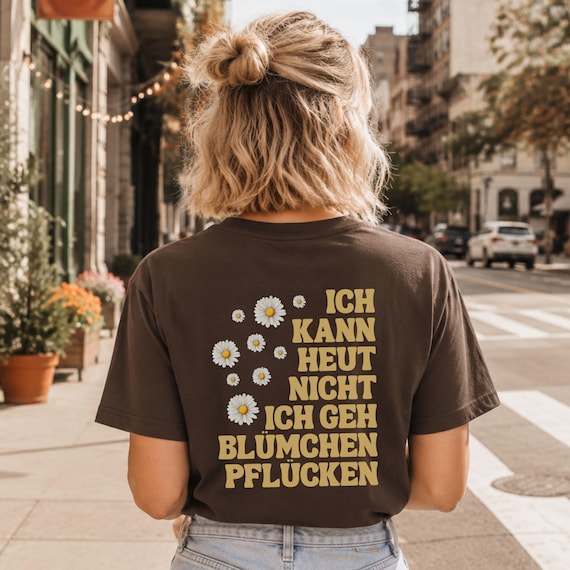 Statement T Shirt Damen mit Blumen Backprint, witziger Spruch, Selbstfürsorge, Achtsamkeit, mentale Gesundheit, Yoga Kleidung