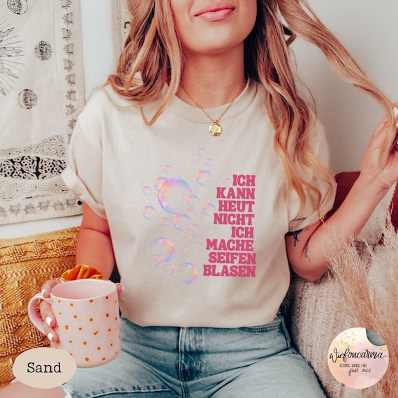 Statement T Shirt Damen mit Seifenblasen Print, witziger Spruch, Selbstfürsorge, Achtsamkeit, mentale Gesundheit, Yoga Kleidung