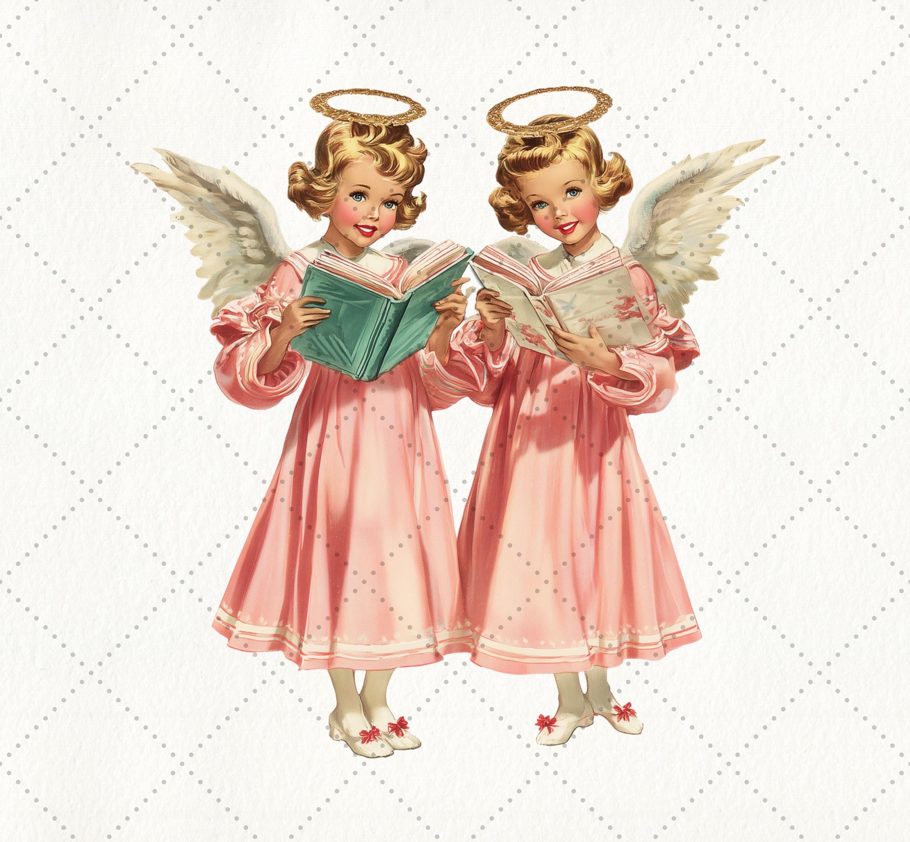 Pink Vintage Christmas Clipart Set, Retro Holiday 57 PNG Bundle ...