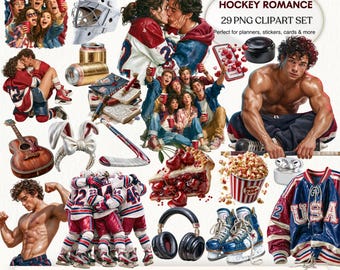 Hockey Romance Clipart PNG | Sports, Couples, Game Day Illustrations (Digital Download)