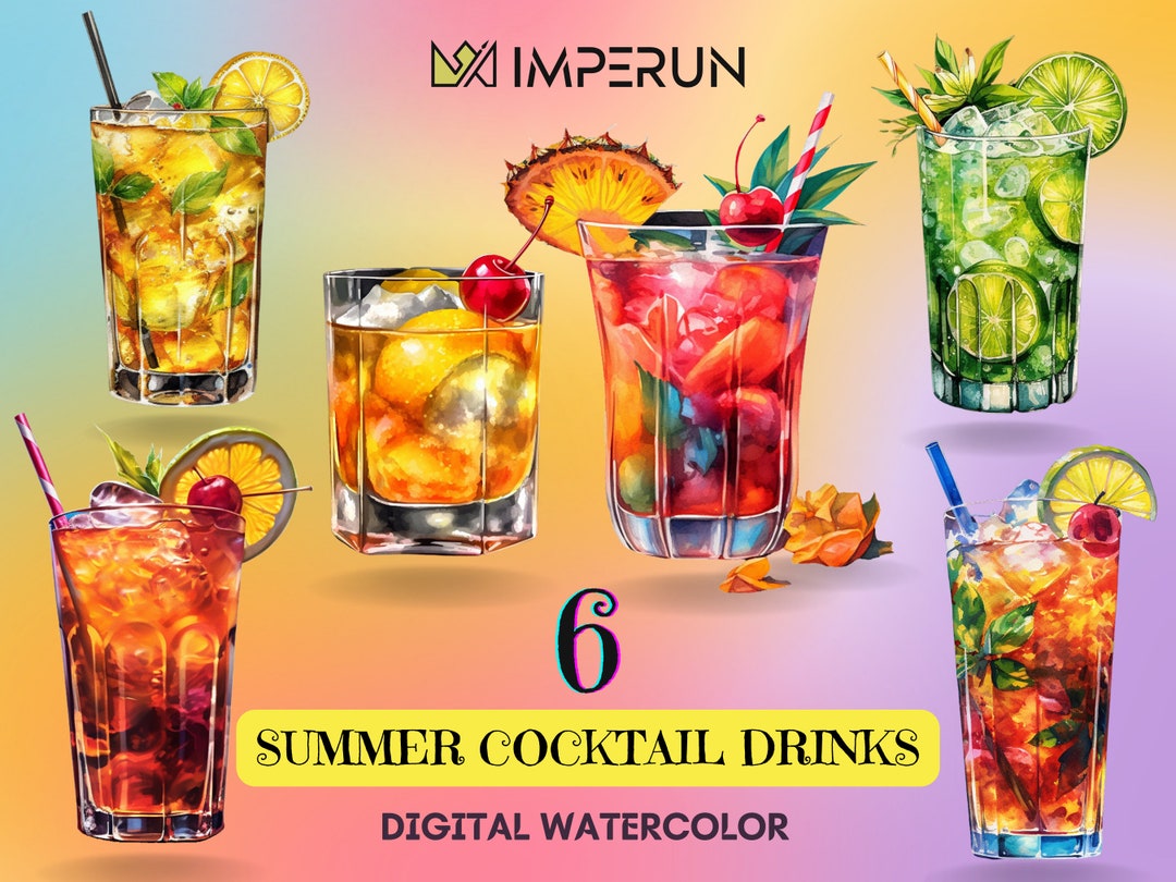Summer Cocktail Drinks Clipart. Clipart of Alcoholic Drinks, Bar Menu ...
