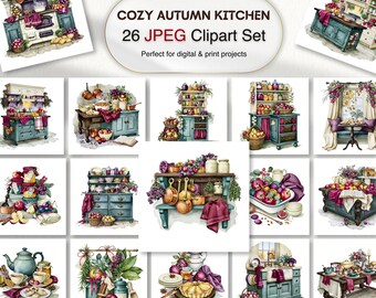 Harvest Pantry Clipart | Fall Kitchen Decor - Rustic JPEG for Autumn Cooking (Digital Download)