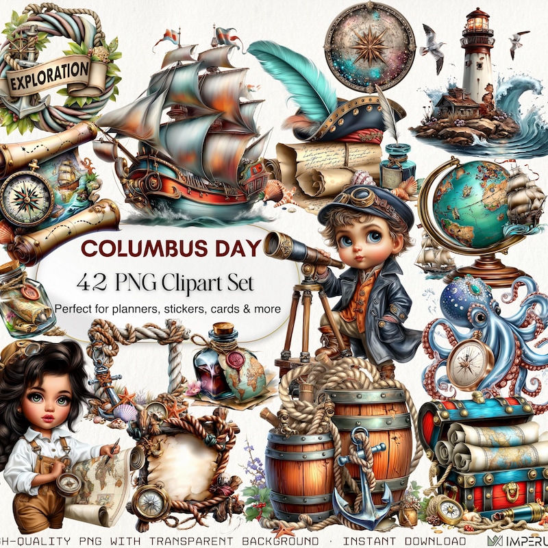 Columbus Day Clipart - Etsy