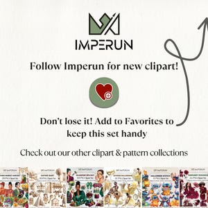 Pode incluir: Um an&uacute;ncio de clip art Imperun. O logotipo est&aacute; no topo, seguido por texto que incentiva os espectadores a seguir para novos clip arts e adicionar aos favoritos. V&aacute;rios conjuntos de clip art s&atilde;o exibidos na parte inferior, incluindo Farm Market Harvest e Halloween Stitch.