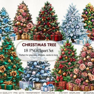 Christmas Trees Clipart Bundle: Festive PNG Illustrations (Digital Download)