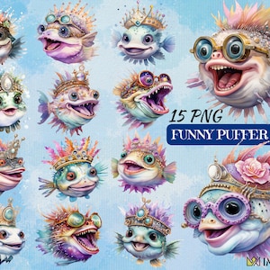 Pez globo, Imágenes Prediseñadas de peces divertidos, Acuarela Puffer PNG, Pesca, Descarga digital, Uso comercial, Temporada de pesca, Impresión de peces