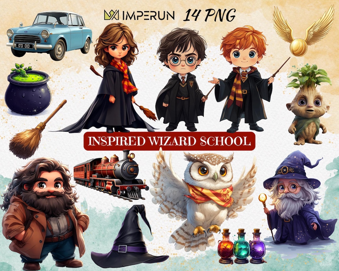 Wizard School Cartoon Clipart – Magic Inspired PNG Art (commercial Use ...