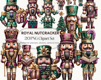 Königlicher Nussknacker Clipart Set: 20 Vintage Weihnachten PNG (Digitaler Download)