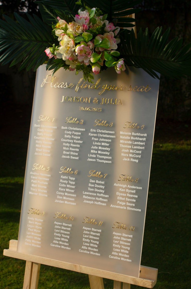 Acrylic Seating Chart Wedding Seating Chart. Please Be Etsy