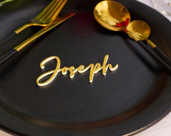 Glitter Acrylic Wedding Place Cards: Custom Name Tags
