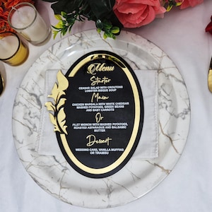 Carte de menu en acrylique, menu de mariage, carte de menu de mariage en acrylique, carte de menu de fête, carte de réception de mariage en acrylique, carte de menu dorée, menu argenté.