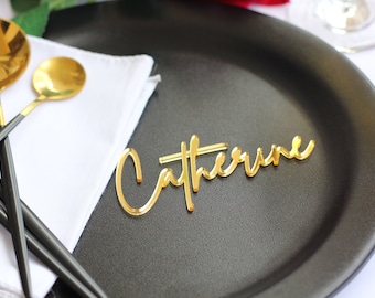Personalized Acrylic Wedding Place Cards: Laser Cut Name Tags