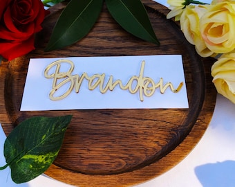 Custom Acrylic Wedding Place Cards: Glitter Name Tags