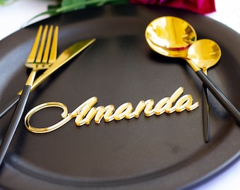 Personalized Acrylic Wedding Place Cards: Laser Cut Name Tags