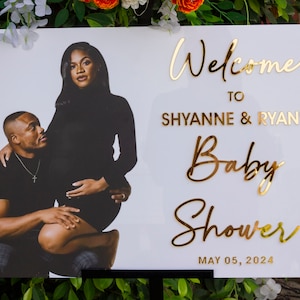 Baby Shower Welcome Sign, Acrylic Baby Shower Sign Board, Acrylic Baby Shower With Picture, Welcome sign