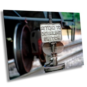 Vintage Railroad Switch Sign -  Photo on Canvas, Photo Paper, Acrylic or Aluminum Metal | Model Train Room Wall Art | Rare Railroad Image
