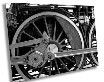 Steam Engine Wheel Photo: Vintage Railroad Art, Train Room Decor