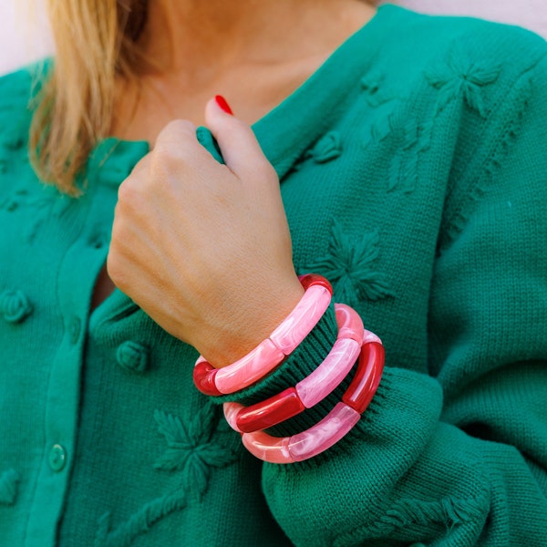 Bracelet tube coloré perles en résine