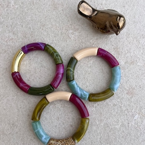 Bracelet tube perles en résine