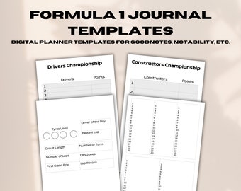 Formula 1 Journal Templates