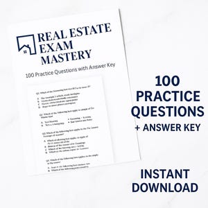 Real Estate Exam Mastery: 100 Practice Questions + Answer Key | PDF & Digital Download