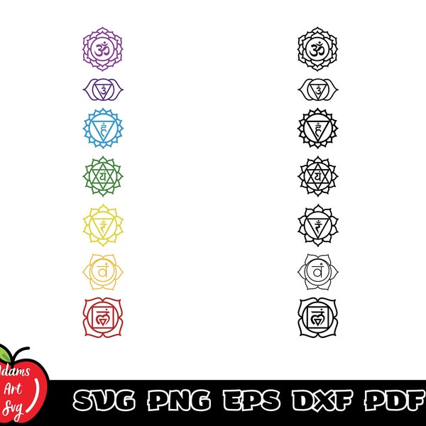 Chakra svg, símbolo de chakra svg, yoga svg, buda svg, chakras svg para cricut, yoga meditación svg, sahasrara svg, archivos cortados