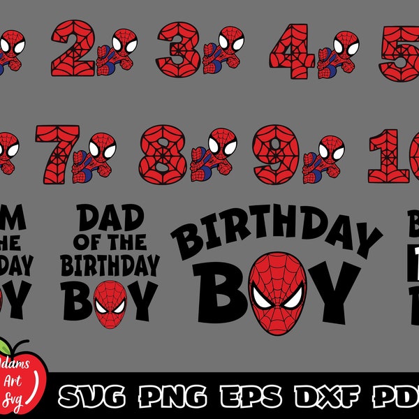 Numeri di compleanno in formato Svg, numeri di compleanno Png, adesivo di compleanno ragazzo, compleanno per ragazzo Svg Cricut, file tagliati, clipart compleanno ragazzo