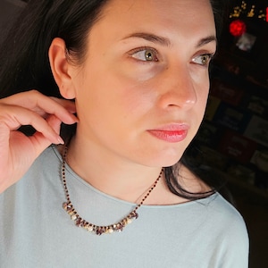 Garnet Necklace  Swarovski Necklace Crystal Necklace Freshwater Pearl Necklace Garnet Jewelry Choker Gemstone Necklace
