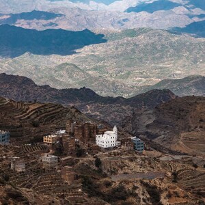 Mountainous Sky Landscape Photograph in Yemen Printable Digital Download