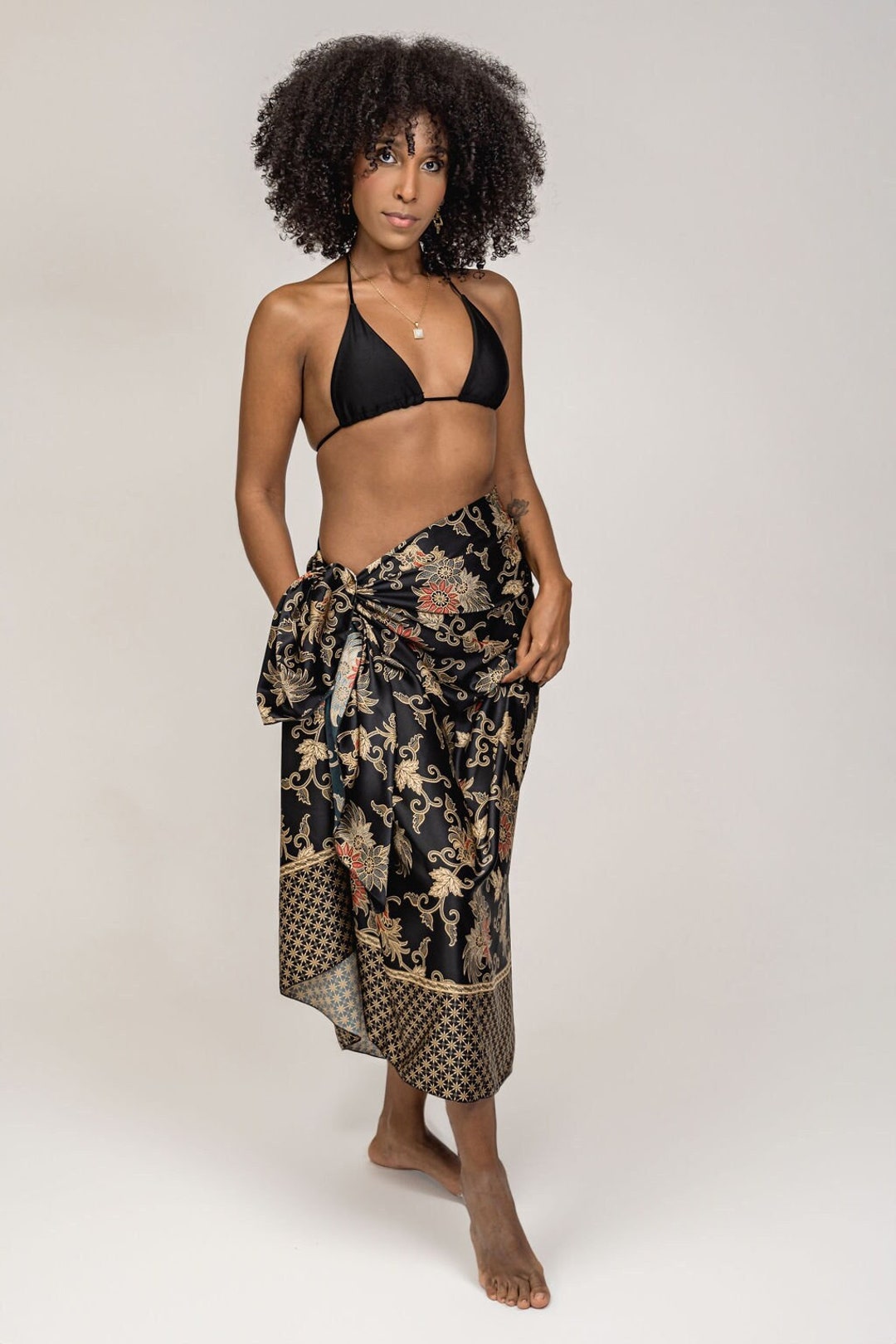 thumbnail image 2 of London Souvenir Poppy Flower Print Maxi Shawl – Navy Blue – 100% Viscose – Beach Wrap 2 of 6