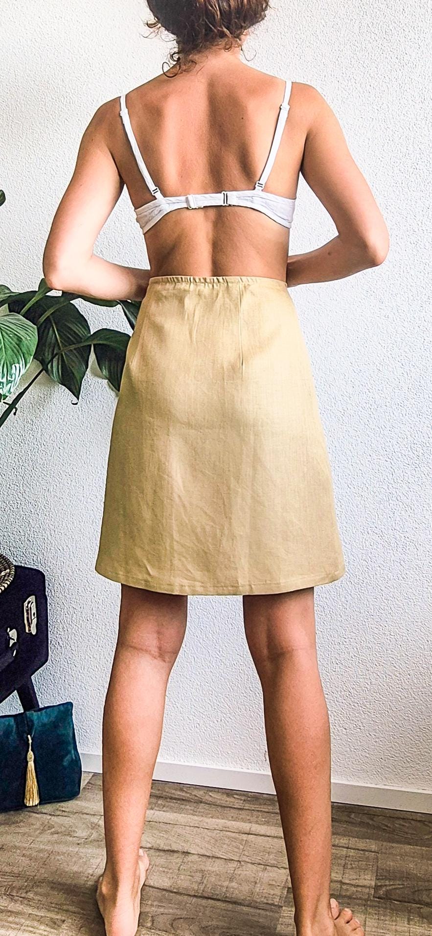 Hemp skirt for women | Summer high waist | Sustainable, plastic-free hemp skirt | Summer midi skirt | Vegan | Minimalist | XS - XL | Beige