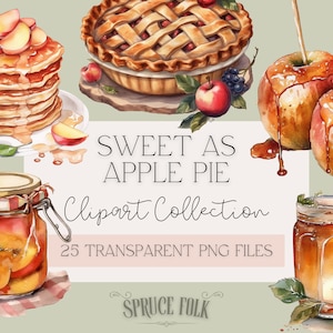 Watercolor Apple Themed Clipart | Collection of 25 | Sweet As Apple Pie
