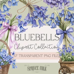 Watercolor Bluebell Themed Clipart | Collection of 37