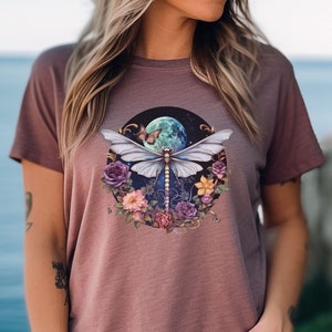 Dragonfly Moon Shirt Dragonfly Shirt Cute Insect T-shirt Pretty Dragonfly Tee Dragonfly gift Dragonfly Moon lover Beautiful Dragonfly