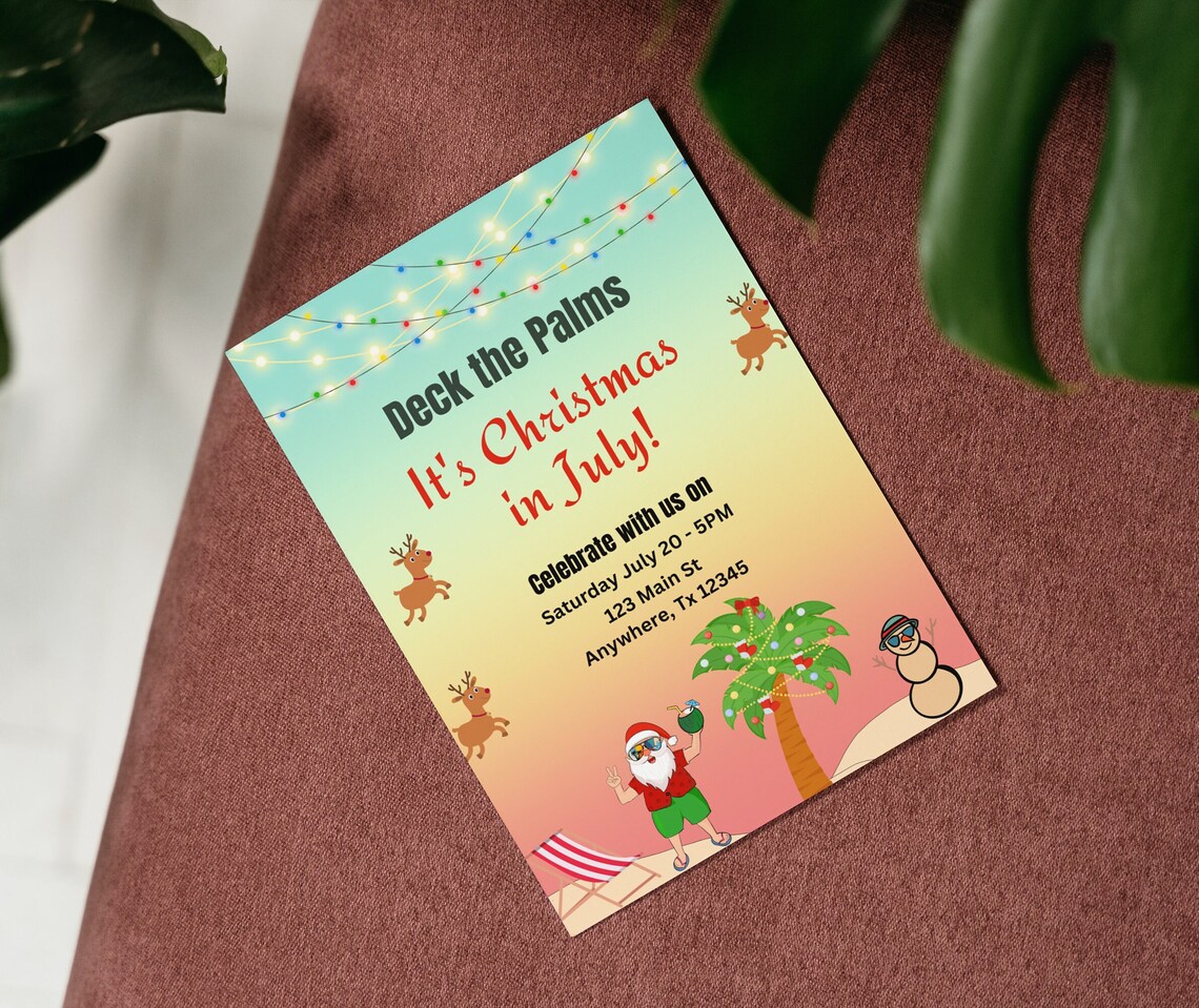 Christmas in July Invitation Template Digital Download Etsy Christmas in July Invitation Template Digital Download Etsy