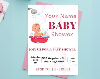 Funny & Cute Digital Baby Shower Invitation for Girl | Editable Pink Baby Shower Template | Instant Download | Baby Sprinkle Invite